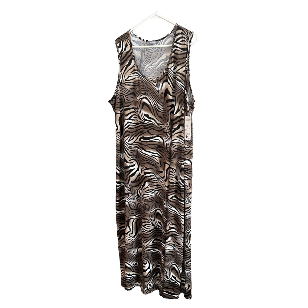 NY Collection NWT Sleeveless Maxi Dress Animal Print Plus Size‎ 3X